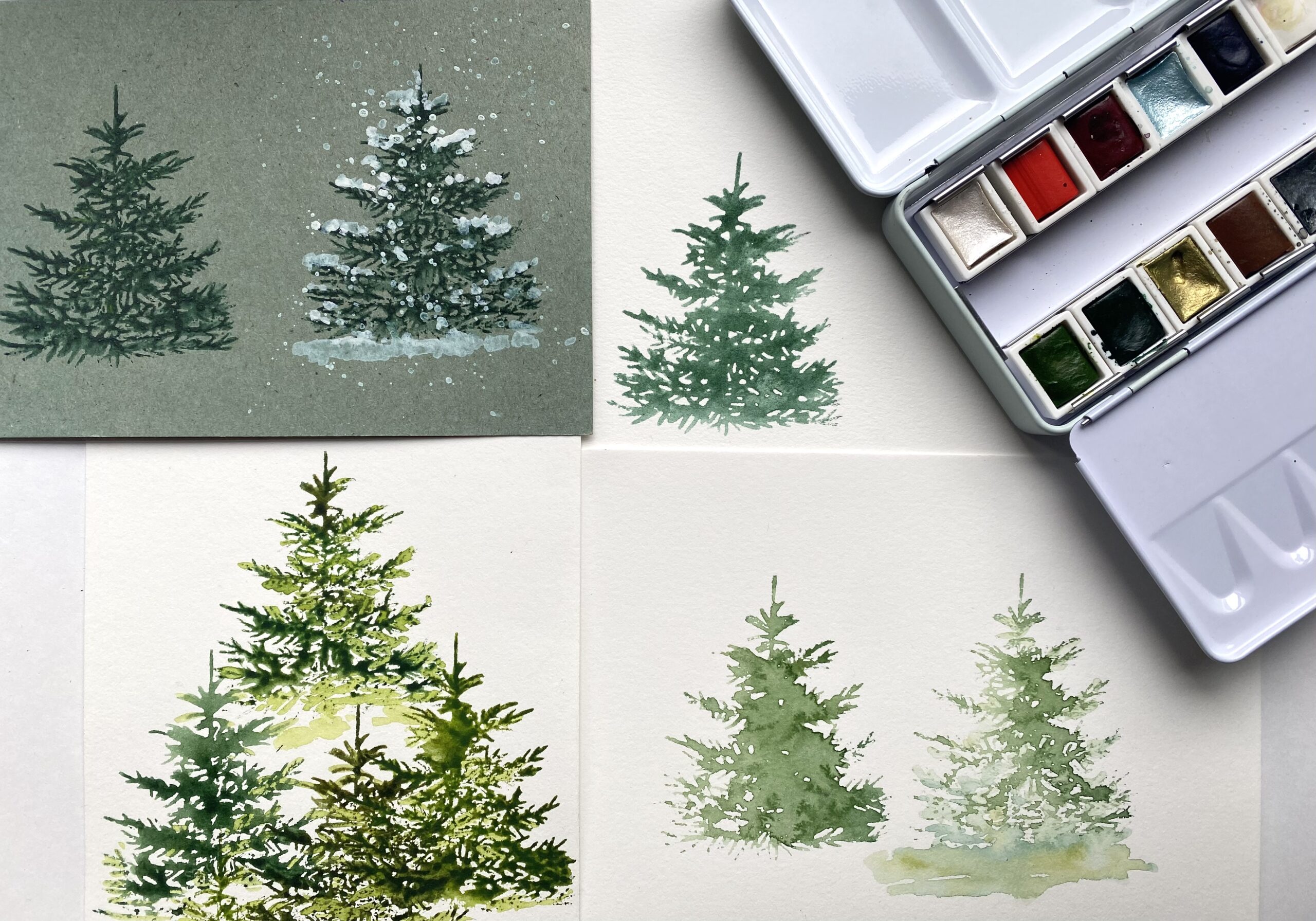 Winterwald in Aquarell